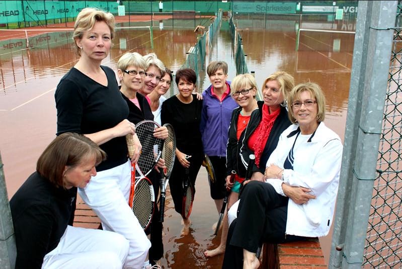 Hochwasser an der Tennisanlage, zweite Aufnahme